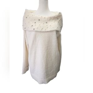 Soft Surroundings Elegant Off-Shoulder White Sweater